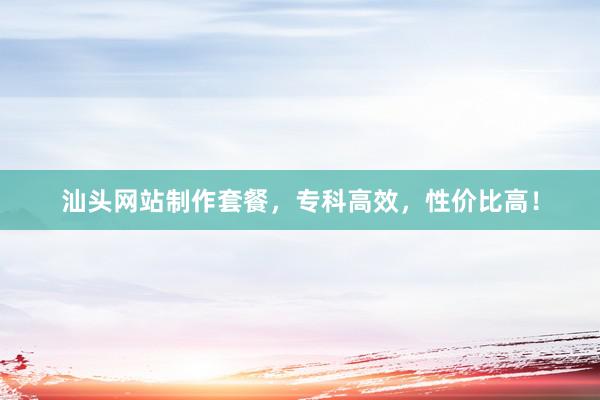 汕头网站制作套餐，专科高效，性价比高！